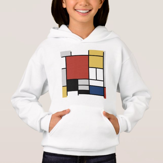 Mondrian Peinture Rouge Plane Jaune Noir Gris Bleu (Devant)