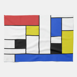 Mondrian raye la serviette de cuisine 16" x 24"