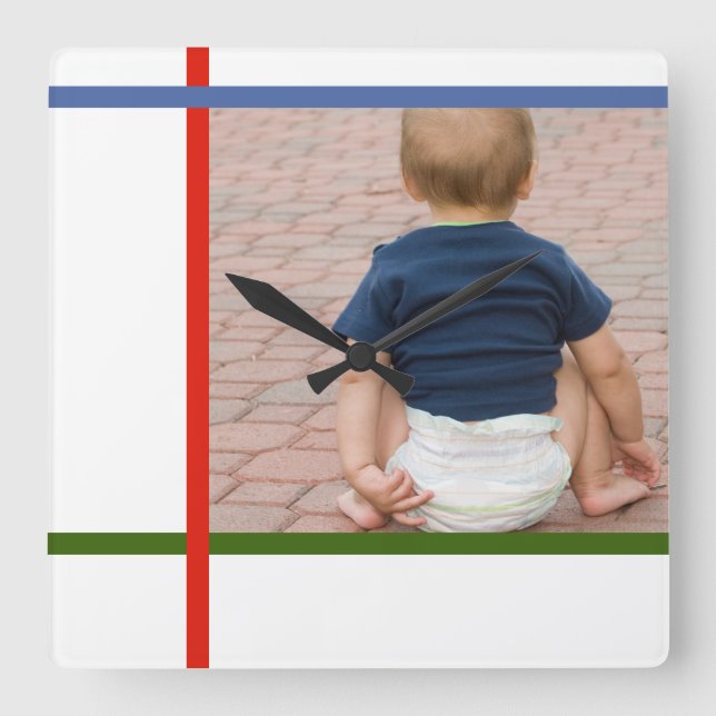 mondriaque personnalisable bloc de couleur horloge (Recto)