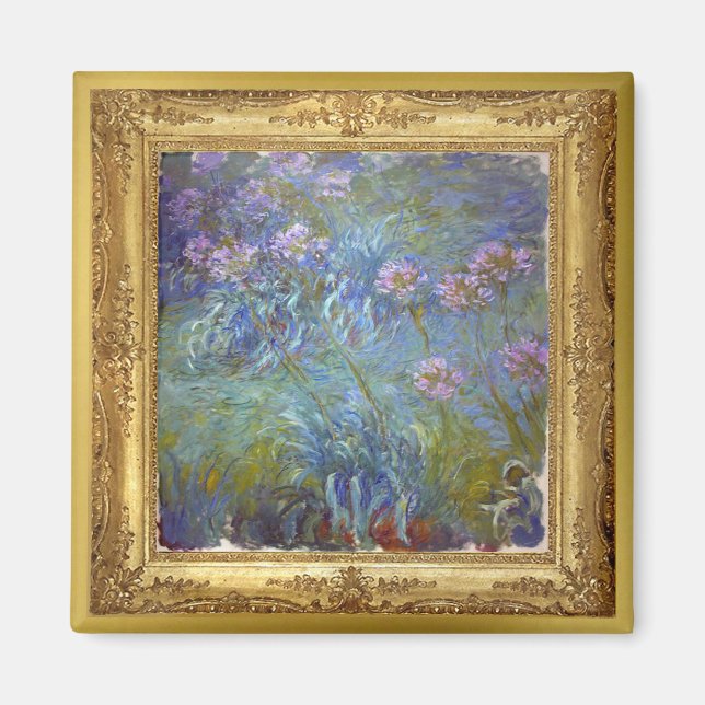 Monet Agapanthus Fleurs Chef-d'oeuvre Magnet (Devant)