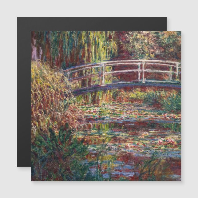 Monet - Eau Lily étang Pink Harmony Carte magnétiq (Devant / Derrière)