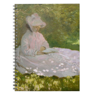 Monet Femme Lecture dans le Carnet Spiral du Jardi