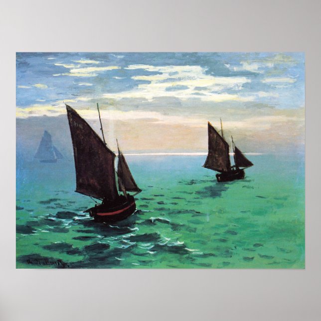 Monet Fishing Boats at Sea Poster (Devant)