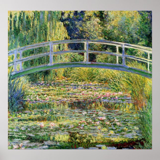 Monet Japanese Bridge with Water Lilies Poster (Devant)