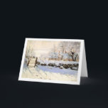 Monet la carte de voeux de pie<br><div class="desc">La PIE de MONET "la pie" 1868-1869 par Claude Monet est appelée pour la partie minuscule pourtant dominante de la toile. Elle évoque le silence froid de la ville de Honfleur. Parfait et paisible.</div>
