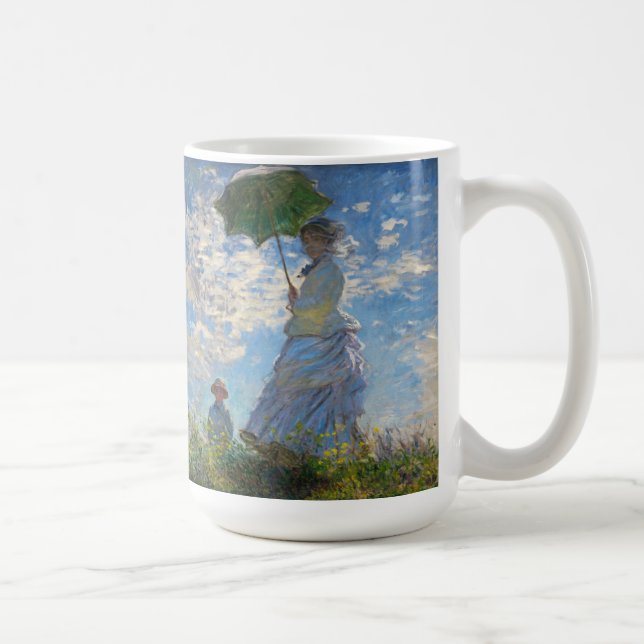 Monet la femme de promenade avec une tasse de (Droite)