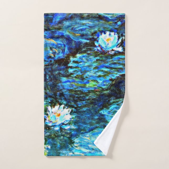 Monet - Lys d'eau, Bleu, (Serviette à main)