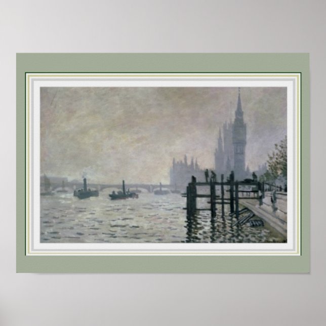 Monet Thames Below Westminster 16 x 12 Poster (Devant)