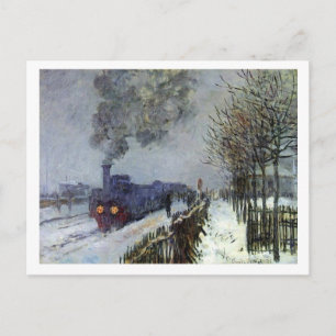 Monet Train sur carte postale de neige