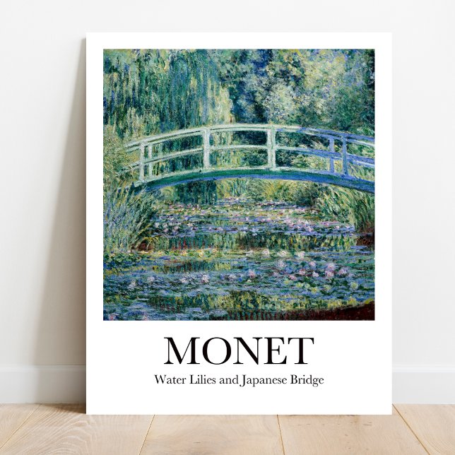 Monet Water Lilies et Poster du pont japonais (Monet Water Lilies Poster: Iconic Impressionist garden with Japanese bridge)