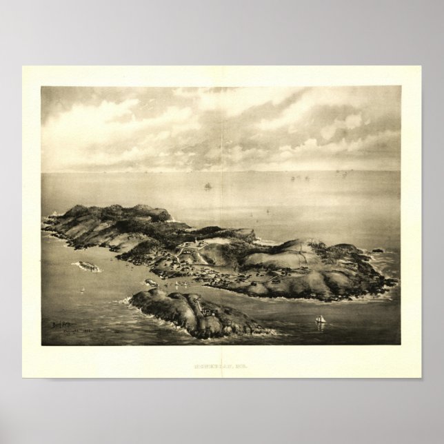 Monhegan Island, Maine 1896 Panaromic View Poster (Devant)