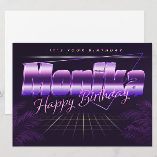 Monika prénom carte rétro lilas anniversaire