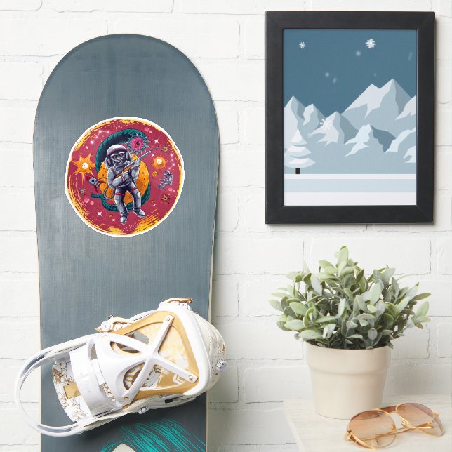 Monkearound in Space Stickers Retro Fun (Snowboard)