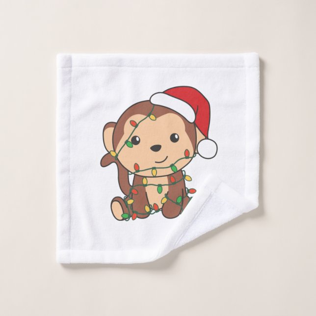 Monkey Christmas Winter Animals Monkeys (Gant de toilette)