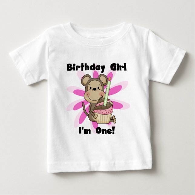 Monkey Girl 1er Anniversaire Tshirts et cadeaux (Devant)