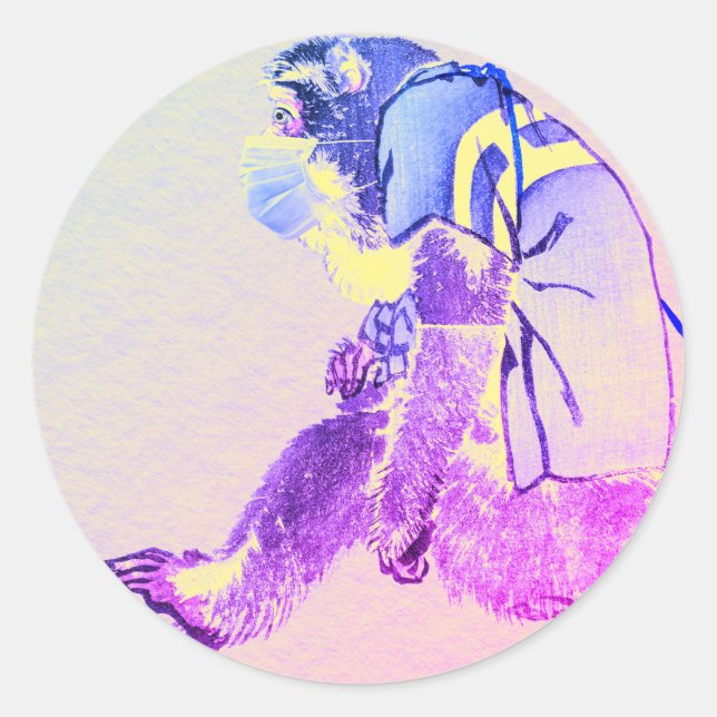 MONKEY JAPONAIS AVEC Sticker PERSONNALISÉ MASQUE V (Devant)