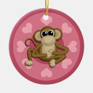 Monkey Me Pink Love ornement céramique