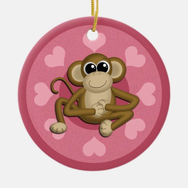 Monkey Me Pink Love ornement céramique (Devant)