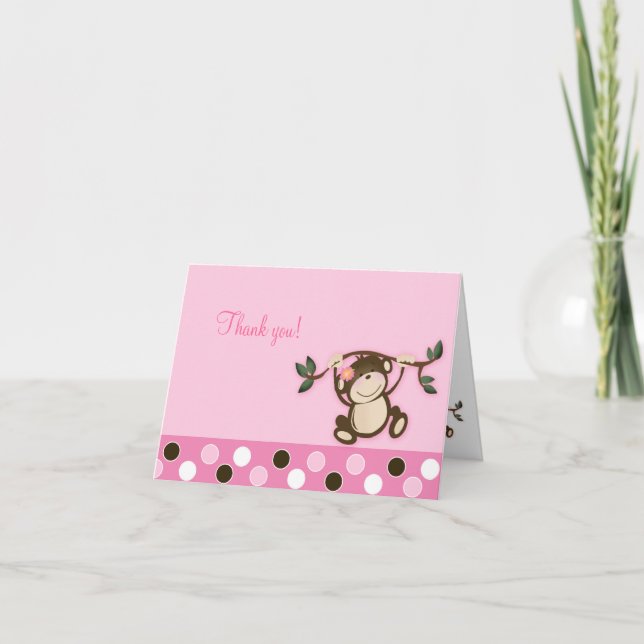 Monkey Play Pink Folded Merci notes (Devant)