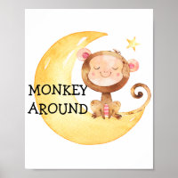 Monkey Safari Baby Nursery Poster Citation mignonn