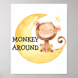Monkey Safari Baby Nursery Poster Citation mignonn