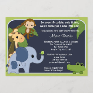 Monkey SAFARI SKY Baby shower invitation jungle SS
