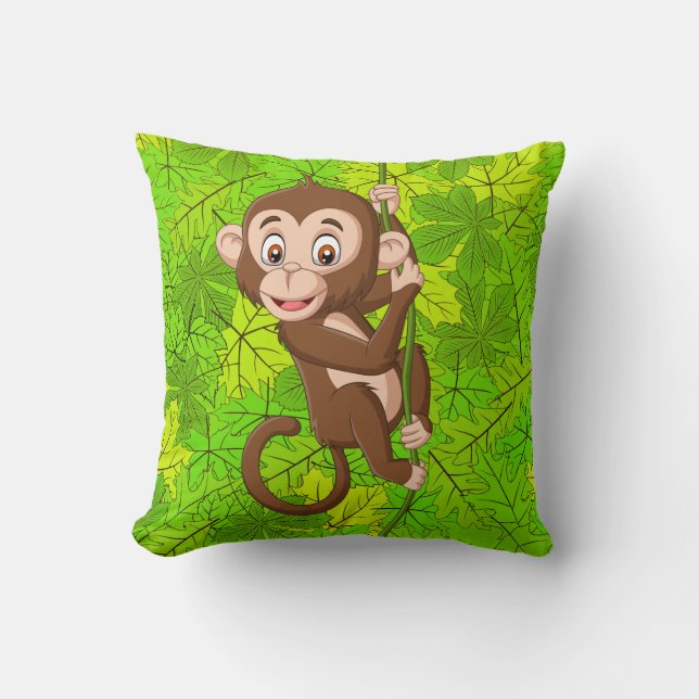Monkey Vine Jungle Design Jeter Oreiller (Recto)