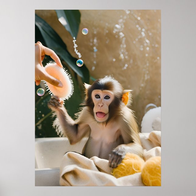 Monkey Whimsical Art Poster Cadeau pour elle (Devant)