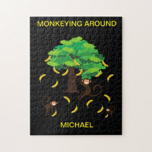 "Monkeying Around" Puzzle avec le nom de l'enfant.