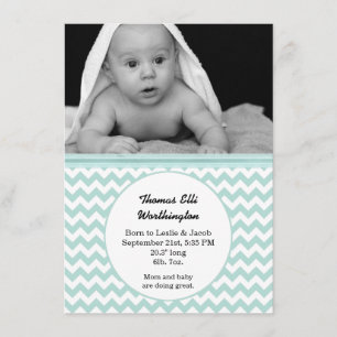 Monnaie et blanc Chevron Faire-part de naissance b