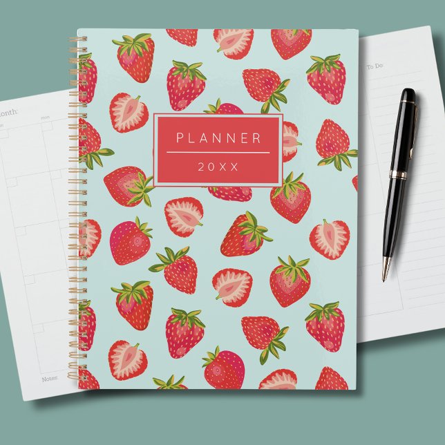 Monnaie et Motif de fraise d'été rouge 2023 (Strawberry mint personalized planner)