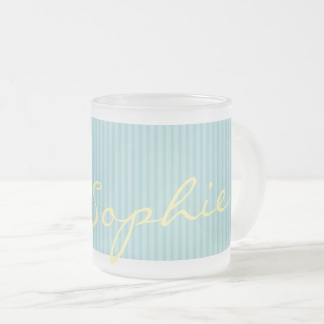 Monnaie Vert & Bleu Nom Mug - Grandes Minces Solid (Devant droit)