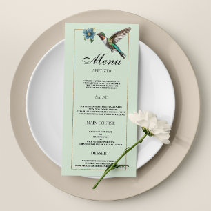 Monnaie vert or coloré colibri menu Mariage