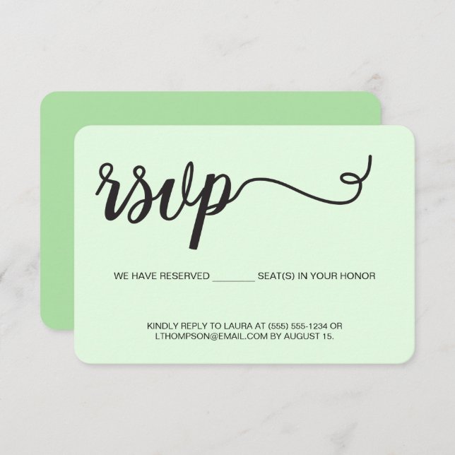 Monnaie verte RSVP sans envoi Siège réservé (Devant / Derrière)