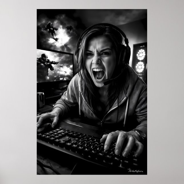 Monochrome Frenzy Gamer Portrait Poster (Devant)