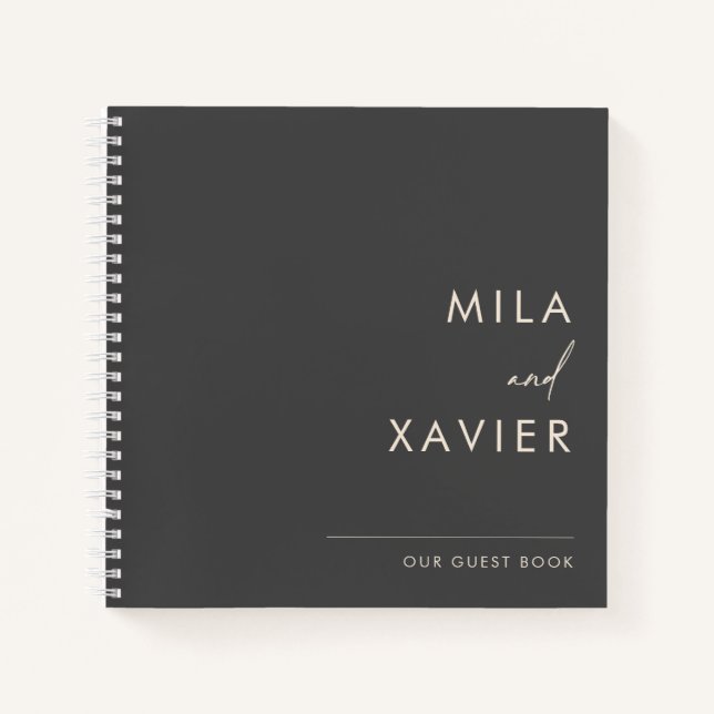 Monochrome | Livre d'invité minimaliste Mariage mo (Devant)