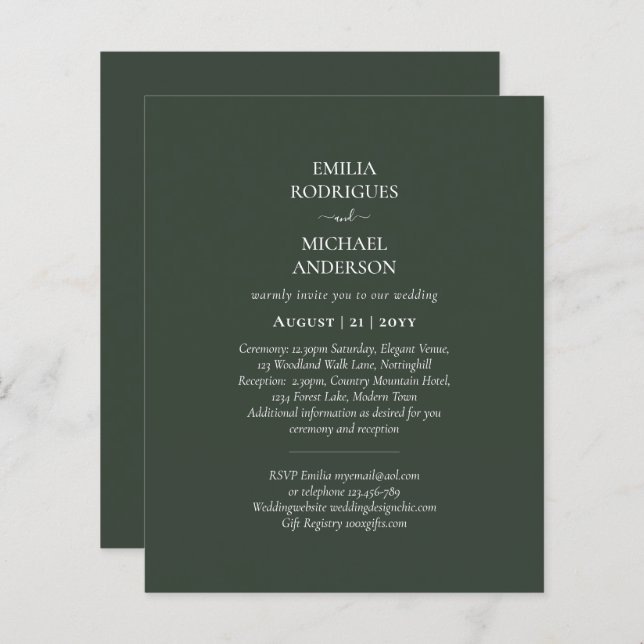 Monochrome moderne tout en un Mariage budget (Devant / Derrière)