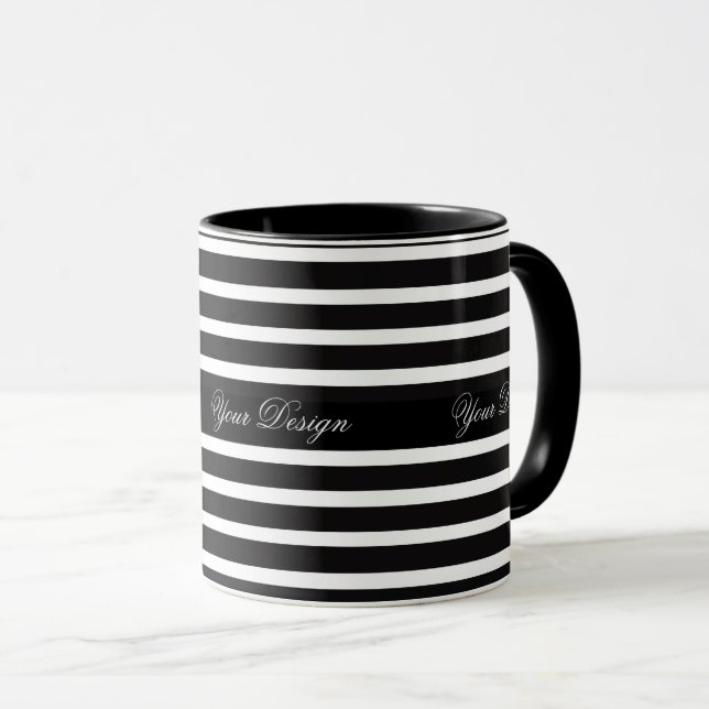 Monochrome Personnalisé Monogramme Mug Coffee Coup (Devant droit)
