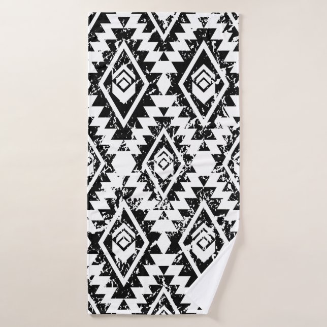 Monochrome tribal ethnique sans couture motif (Serviette de bain)