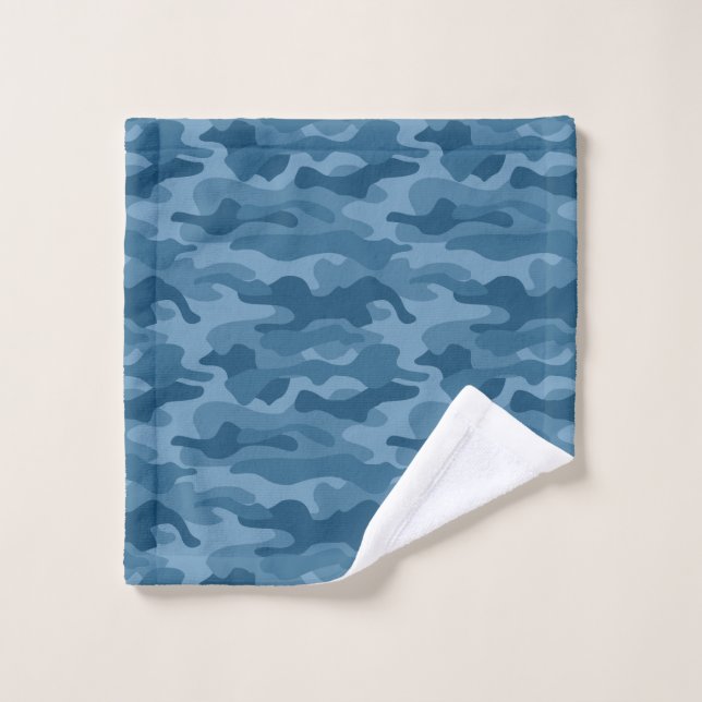 Monocolore bleu acier Camo (Gant de toilette)