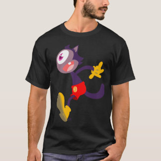 Monoculaire dessin animé de chat T-shirt sombre