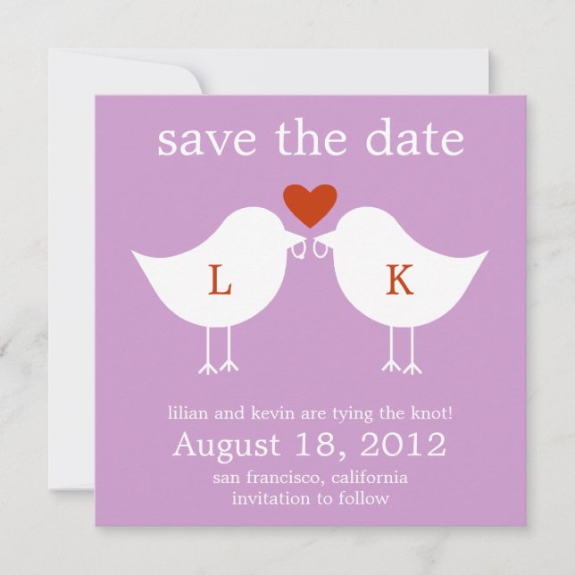Monogram Birds Enregistrer La Carte Date - Purple (Devant)