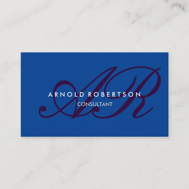 Monogram Blue Carte de visite tendance (Devant)