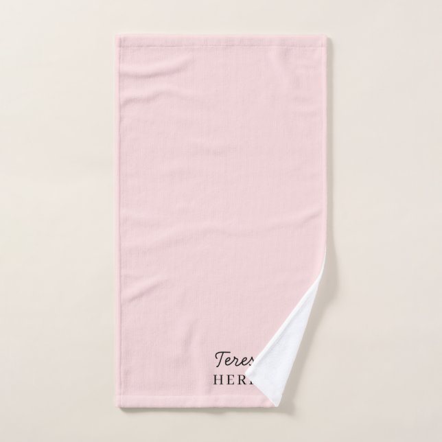 Monogram Blush Pink Modern Minimalist Feminine (Serviette à main)