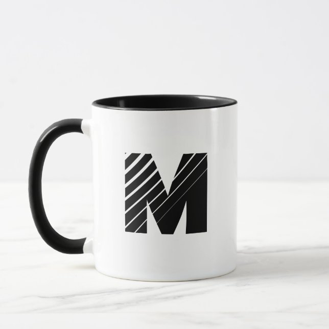Monogram Bold Modern Black White Mug (Gauche)