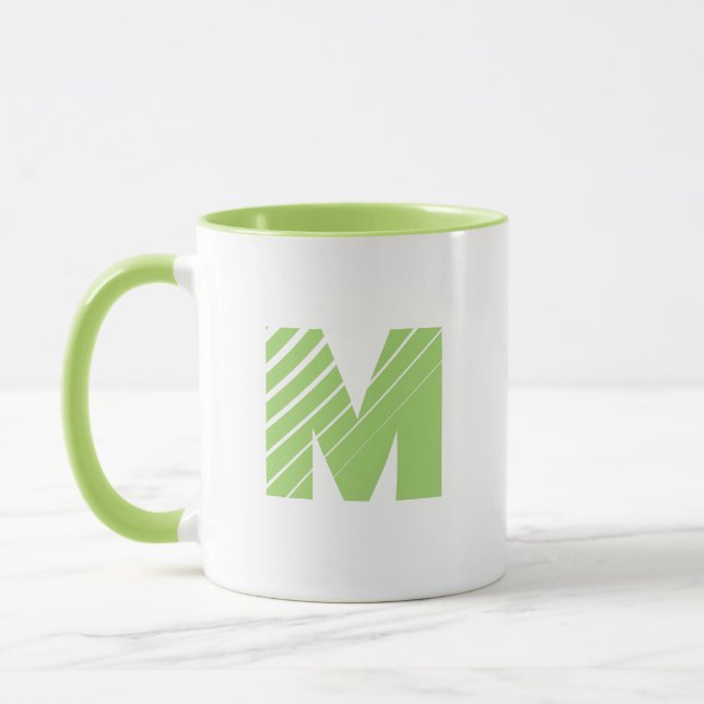 Monogram Bold Modern Lime Green White Mug (Gauche)