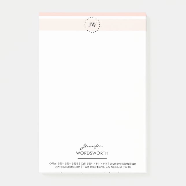 Monogram Coral Pastel Professional Post-it® Notes (Devant)