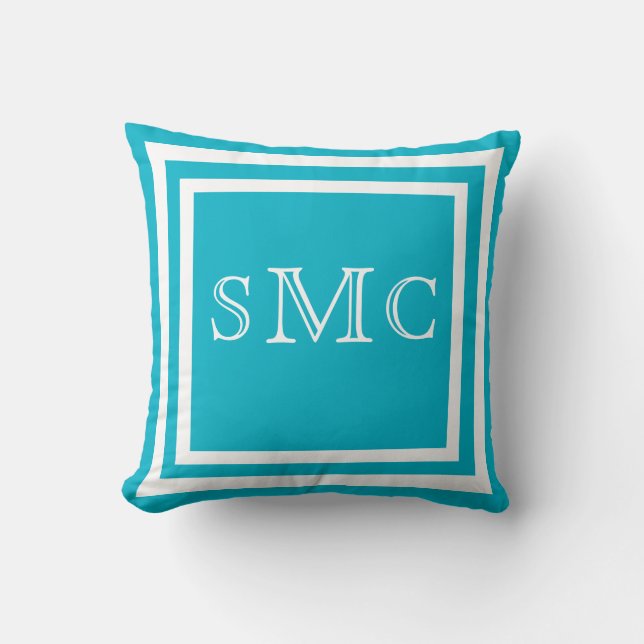 MONOGRAM coussin bleu uni (Recto)