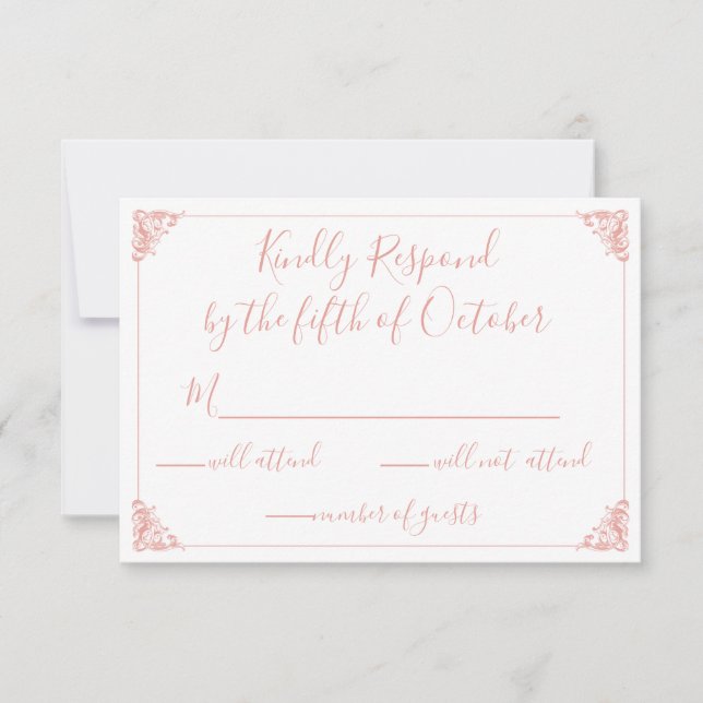Monogram Crest Gold Blush Wedding rsvp (Devant)