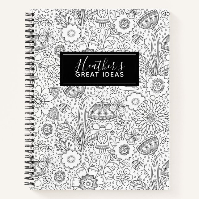 Monogram Cute Coloriage livre Motif Journal (Devant)